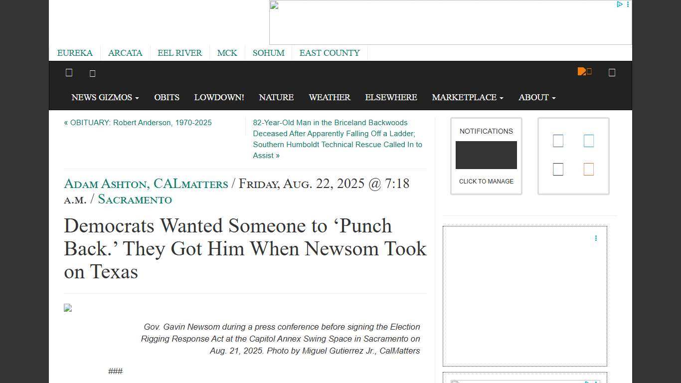 Democrats Wanted Someone to ‘Punch Back.’ They Got Him When Newsom Took on Texas | Lost Coast Outpost | Humboldt County News